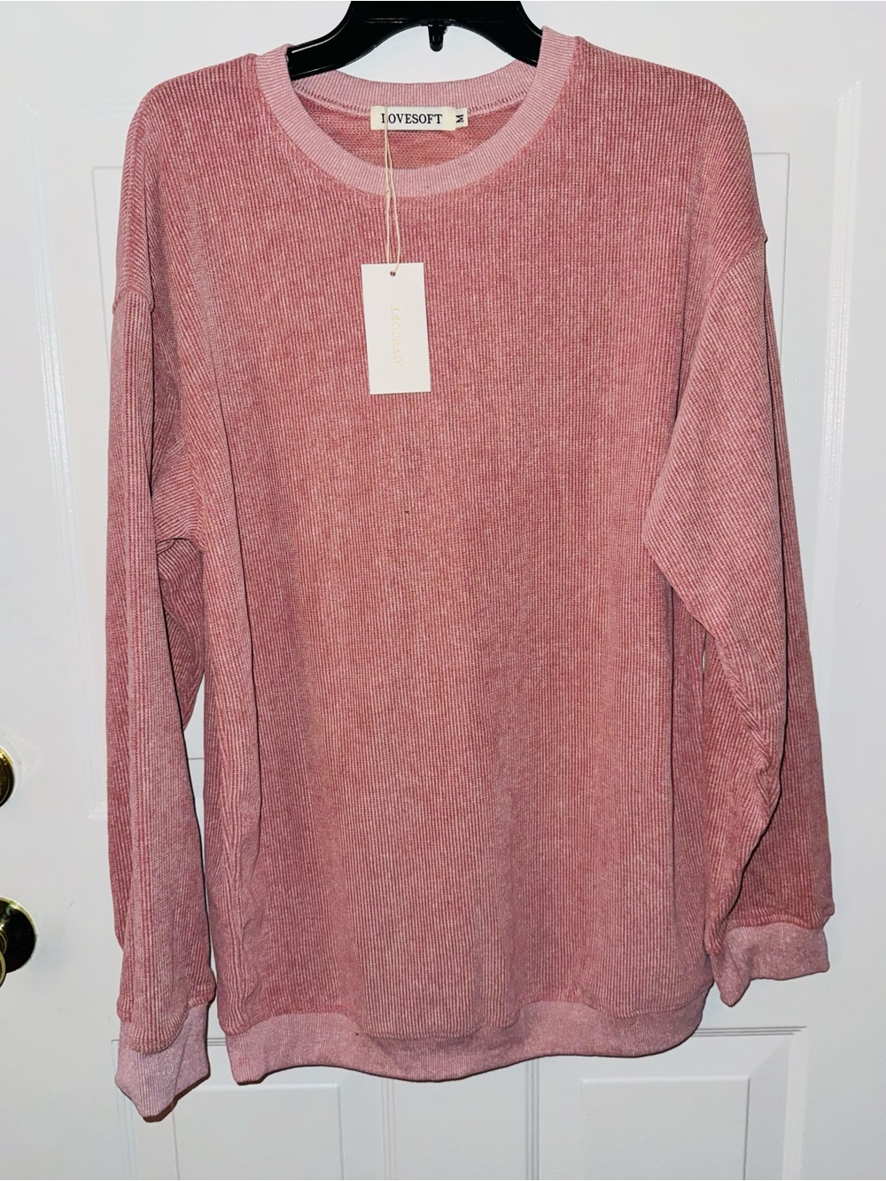 Lovesoft medium Dusty Rose Ribbed Crewneck Sweater